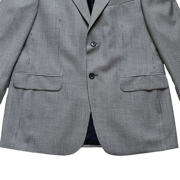 Stafford Men’s Houndstooth Suit Blazer Jacket Size 40R Two Button Suiting - Picture 3 of 12